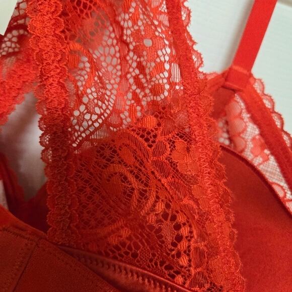 Aerie Red Lace Wireless Balconette Bra 34D NWT - Picture 6 of 12